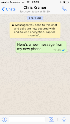 Screenshot of the WhatsApp chat interface