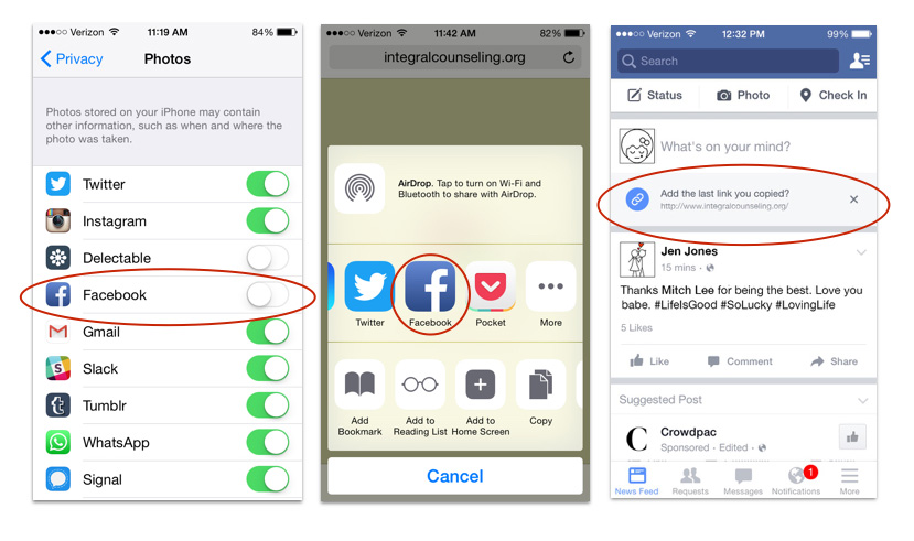 Screenshots of the iOS Privacy Settings